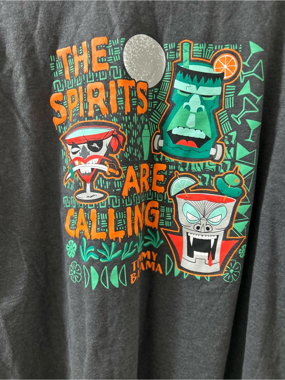 Tommy Bahama Halloween themed Long-Sleeve Crew Shirt Charcoal with Orange Logo